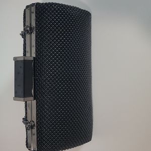 Like New Jessica McClintock Black Beaded Mini Bag Clutch